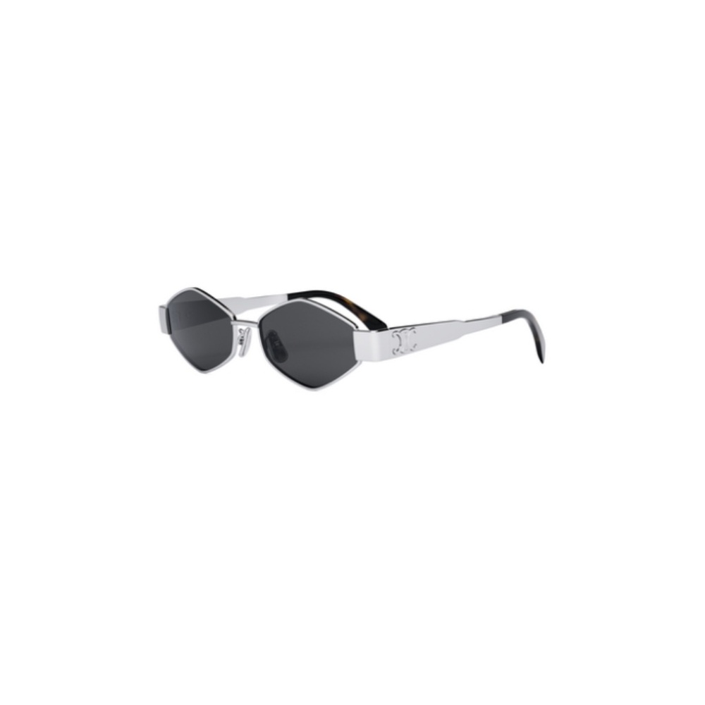 Celine Hexagon Metal Triomphe CL40254U 16A Shiny Palladium Silver Sunglasses